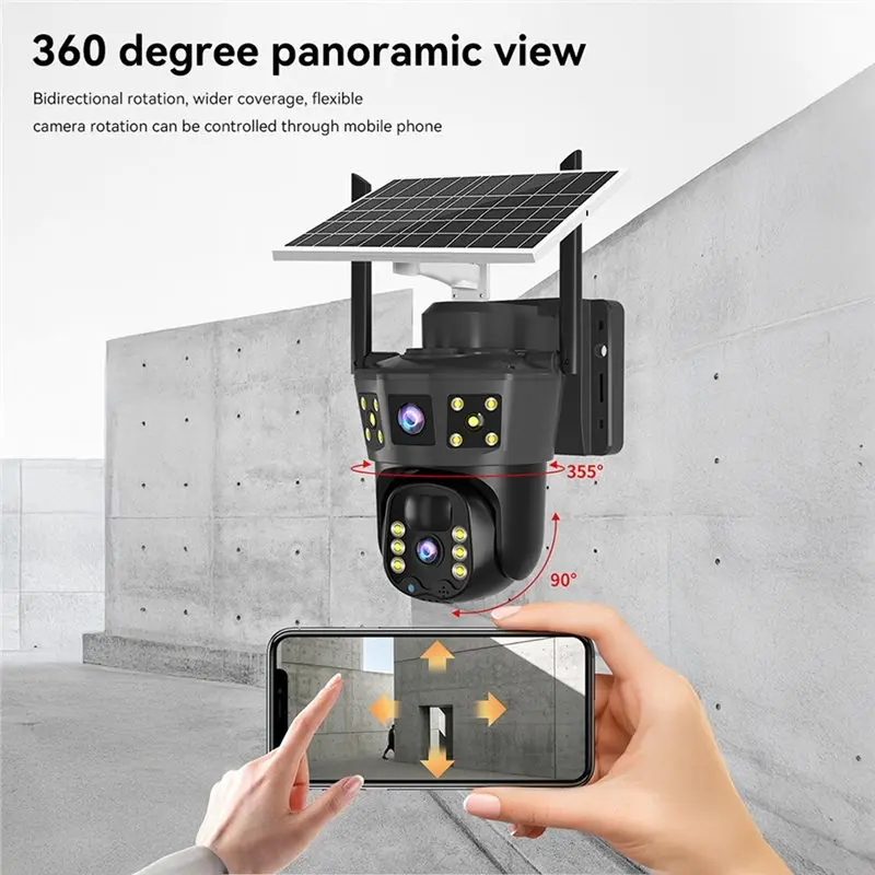 【ORNAMENT】2K Cameras For Home Security Wifi Outdoor Camera With Solar Panel 360° Viewing Human Detection Night Vision