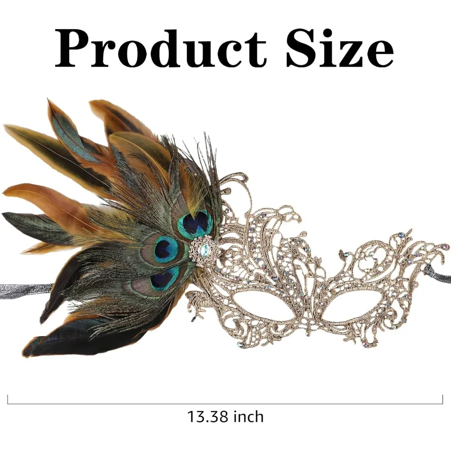 أقنعة تنكرية من الدانتيل للنساء - قناع فينيسي من ريش الطاووس من عشرينيات القرن العشرين للأزواج في الهالوين كرة ماردي جرا أنيقة مصنوعة يدويًا #2