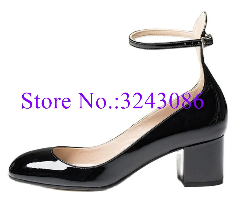 New Round Toe Chunky Heel donna décolleté Fashion Buckle Strap tacchi alti scarpe Lady Large Size Office Dress Shoes Dropship