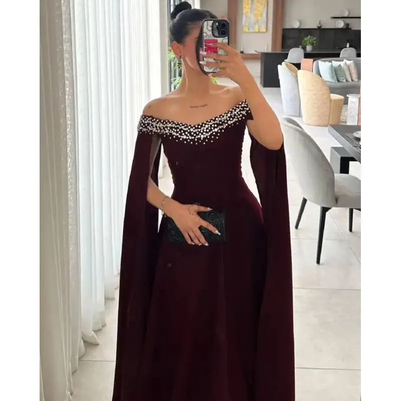 

Adeli Customized Off The Shoulder Sleeveless Prom Dresses Pleated Beadings Floor Length Evening Dress Party Gowns Saudi 2025