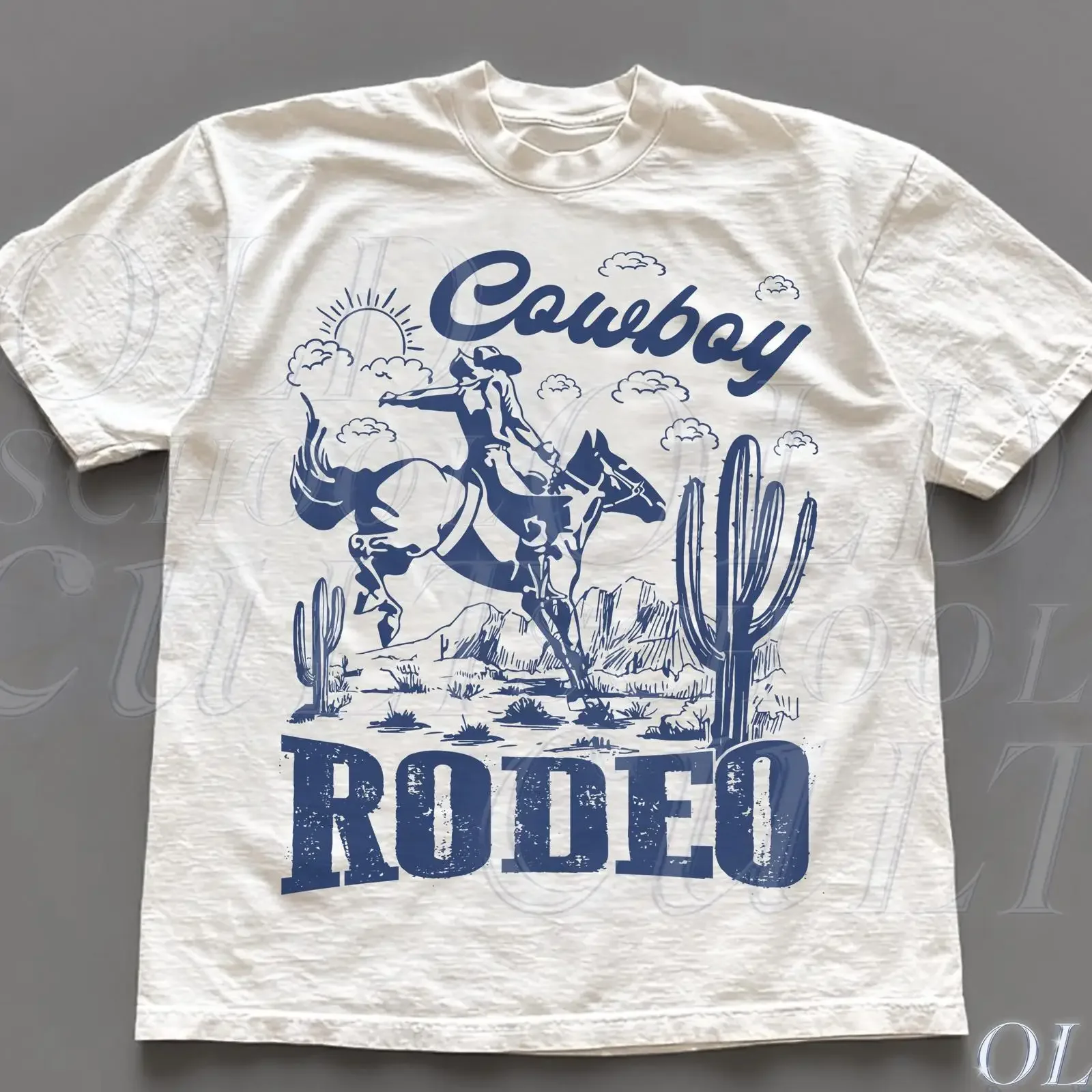 T-shirt vintage Cowboy Rodeo rétro années 90 Western Desert Wild West décontracté vintage délavé légèrement streetwear homme unisexe