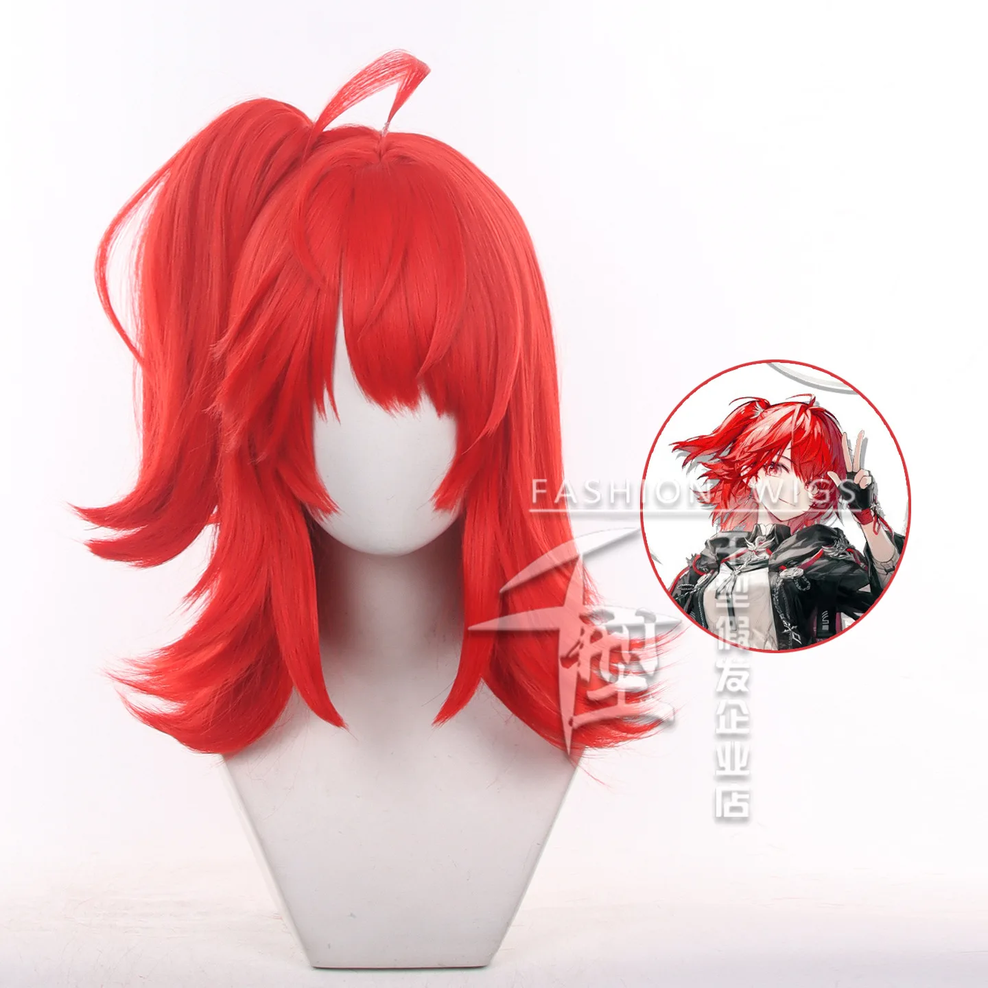 

Arknights Exusiai New Version Cosplay Wig Simulation Scalp Top Tiger Clip Ponytail Comic Con Coser Heat Resistant Synthetic