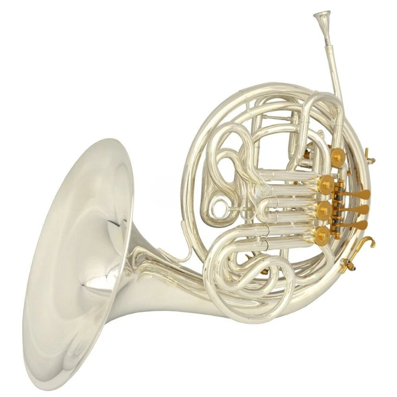 New Arrival  French Horn Bb/F  Four-keys Silver & Gold Musical instrument with Mouthpiece Case Free Shipping