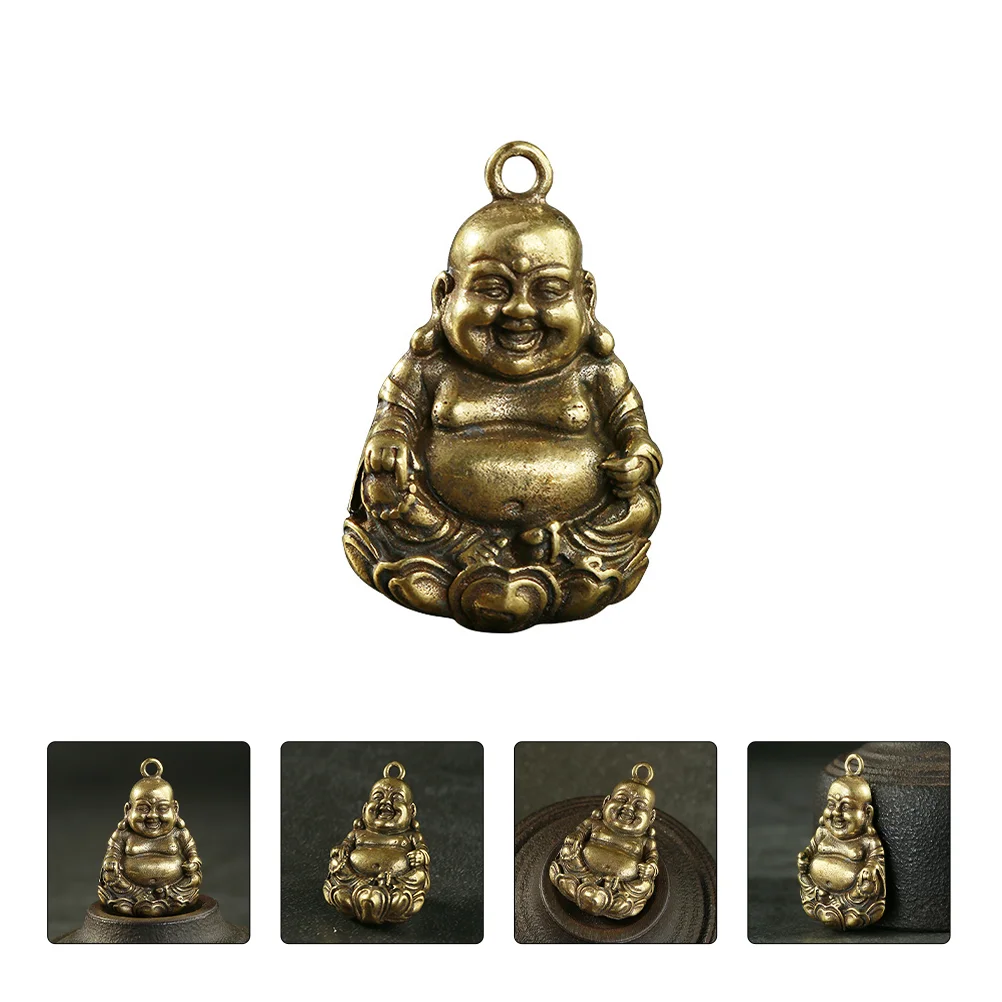 

3 Pcs Party Favor Statue Ornament Maitreya Pendant Bag Hanging Decor Brass Car Key Decoration Man Keyring Ornaments