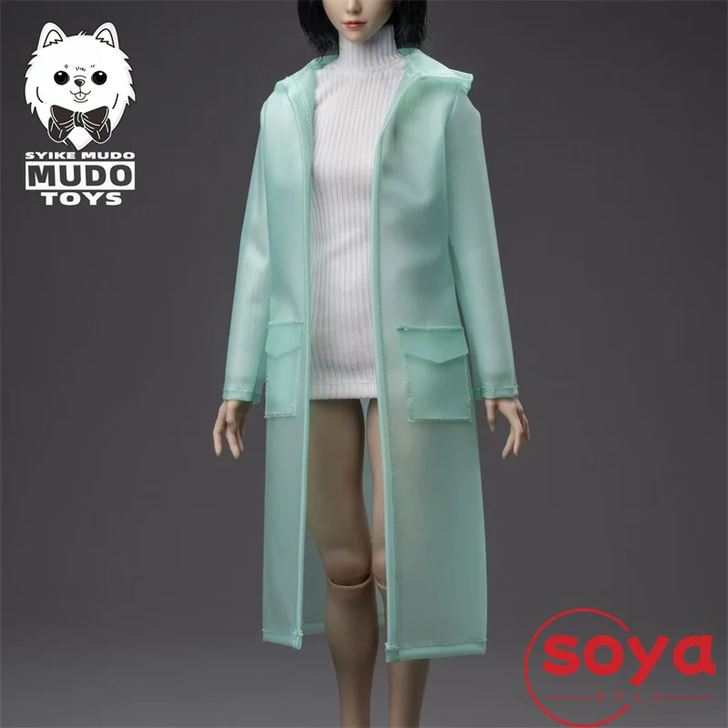 CTC-012 1/6 مقياس الإناث مقنعين معطف واق من المطر متجمد شفافة ملابس ضد المطر الملابس نموذج صالح 12 ''الجندي عمل الشكل الجسم الدمى #5