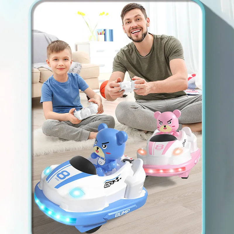 Jouet amusant avec musique et lumière pour enfants, voiture télécommandée, voiture pare-chocs de sport de pulvérisation de simulation, jouet d'interaction parent-enfant