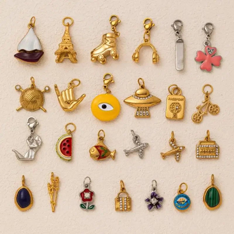 قلادة عيد الحب من الفولاذ المقاوم للصدأ عصرية وشعبية إكسسوارات DIY قلادة من الزركون مطلية مع الاحتفاظ بالألوان عيار 18 قيراط