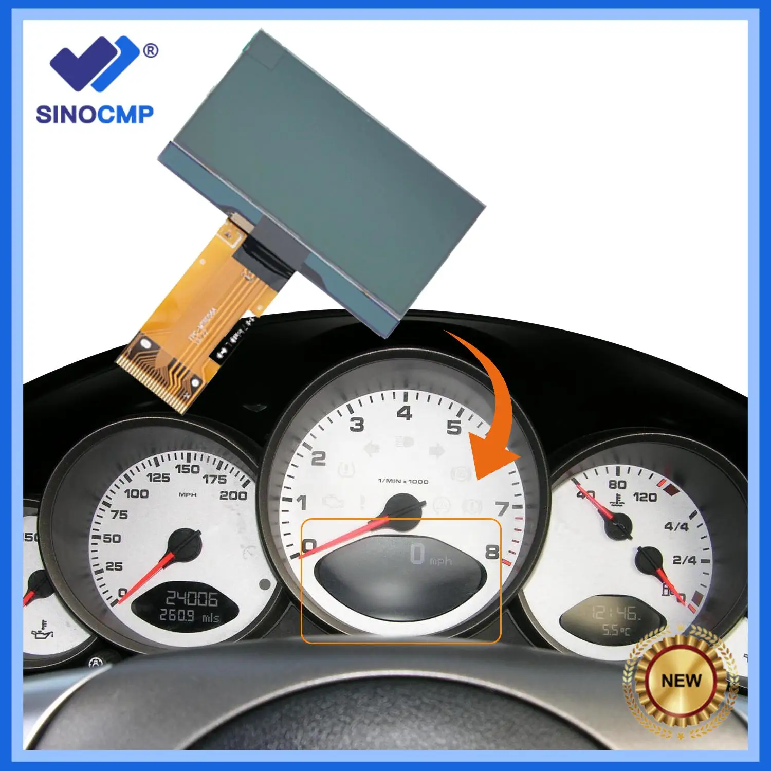 

1pc High Quality New Speedometer Dashboard LCD Display for Porsche 911 997 Carrera 987 Cayman Boxster 2006-2012 Auto arts
