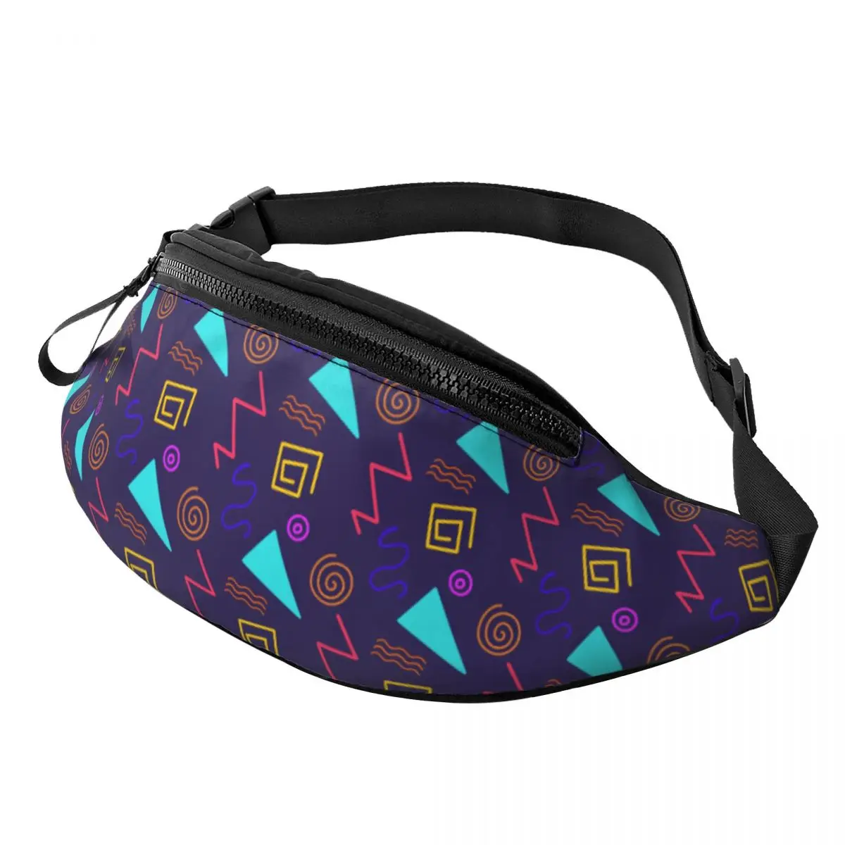 Custom Cool Retro 80s 90s Pattern Fanny Pack Men Women Crossbody Waist Bag for Hiking Phone Money Pouch