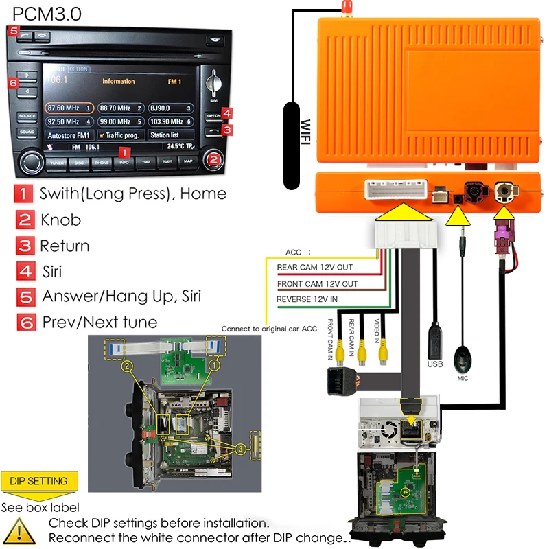 Módulo carplay para porsche/panamera/cayenne/macan/cayman/boxster 911 pcm 3.0 android auto ai caixa multimídia tela de 7 polegadas