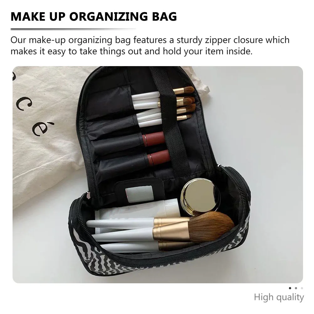 

2Pcs Creative Zebra Print Cosmetics Bag Large Capacity Travel Makeup Organizer Waterproof Storage Pouch for Women