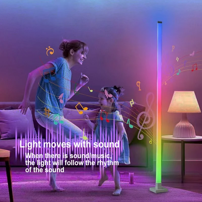 

LED Ambiance Floor Lamp Decorative Bluetooth APP Control Remote Music Rhythm Light Change Home Decorative Atmosphere Lamp