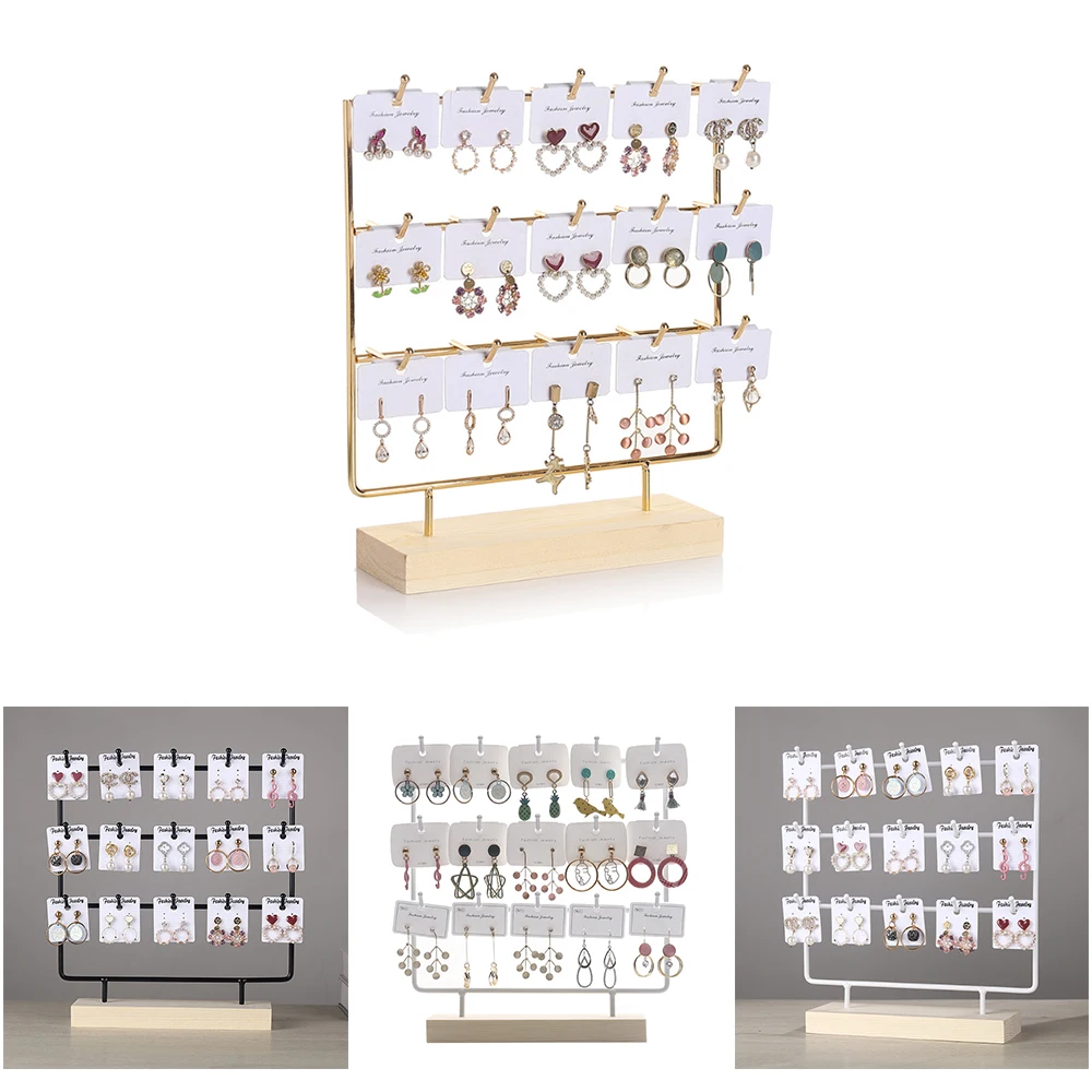 Metal Earrings Jewelry Display Stand Hook Up Jewelry Organizer Rack Holder bracelet Necklace Ring Display Stand Store Decoration