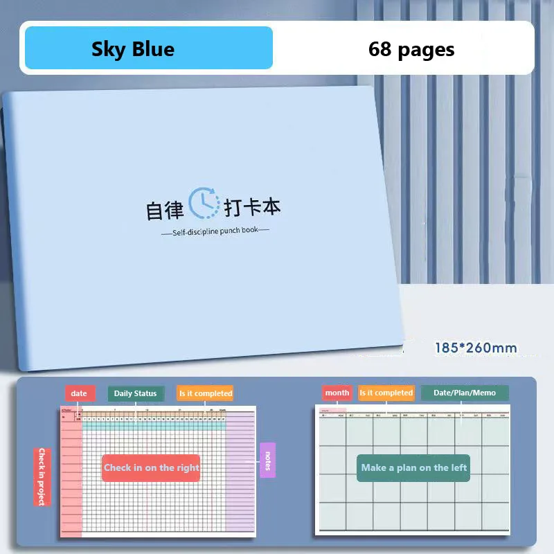 Selbstdisziplin-Check-in-Notizbuch, Notizblock, 30-Tage-Arbeitsplan, Zeitmanagement, Planer, Notizbücher, Schreibblöcke, Büro, Schulbedarf – Detail 8