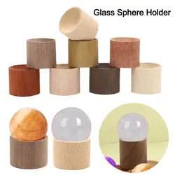 Wooden Crystal Ball Base Cylindrical Glass Sphere Display Stand Glassball Holder Photography Props Jewelry Stand Home Decoration
