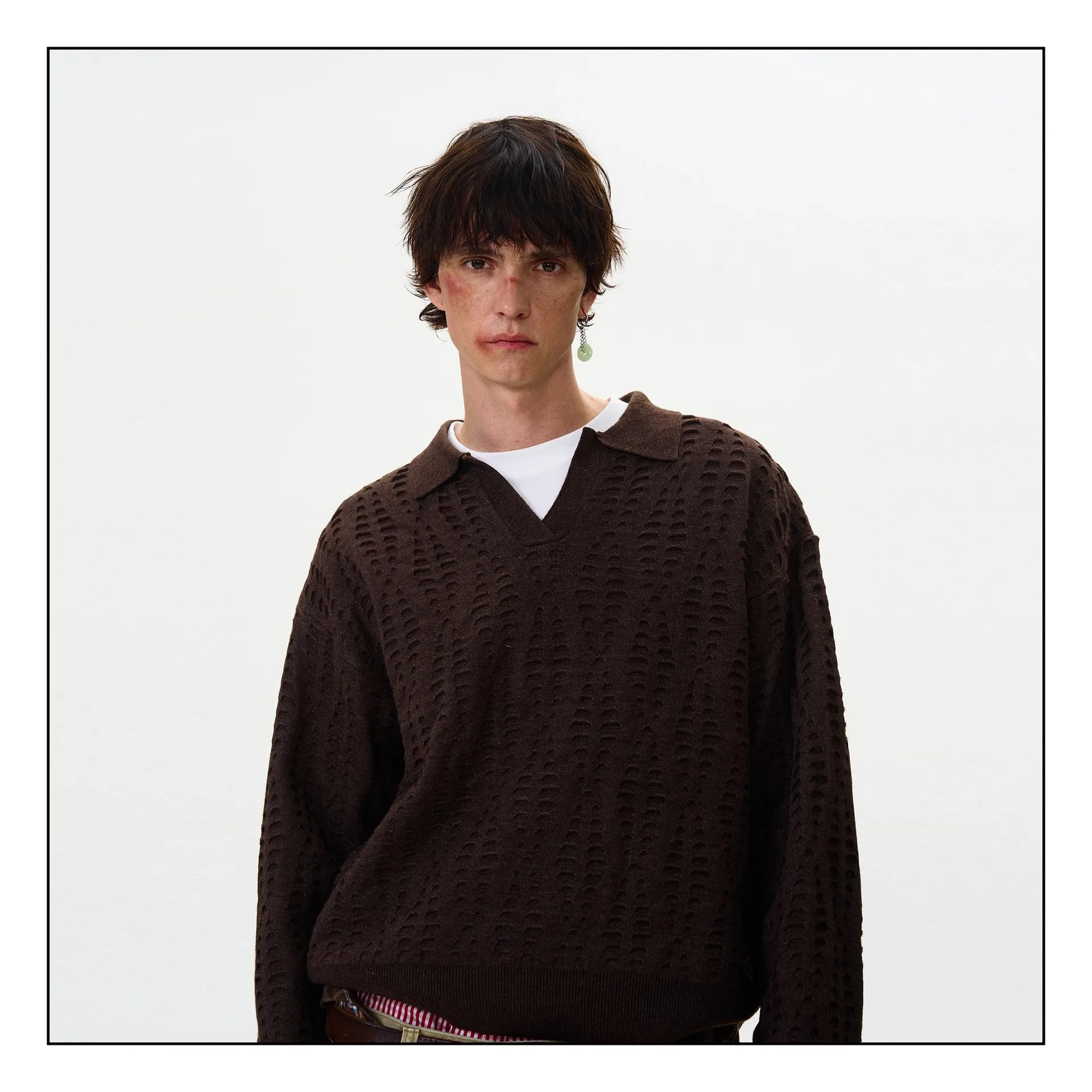 

Retro high-end hollow hole knitted sweaters for men and women, American vintage old money style tops