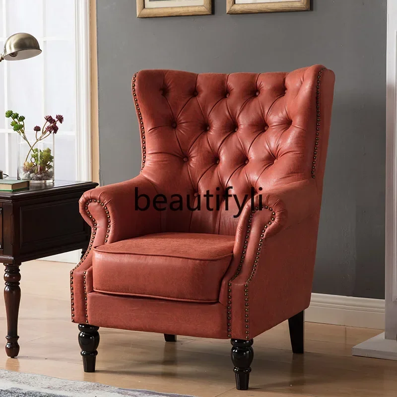 كرسي ترفيه فردي بأزرار من القماش على الطراز الأمريكي مع مجموعة مسند للقدمين #2