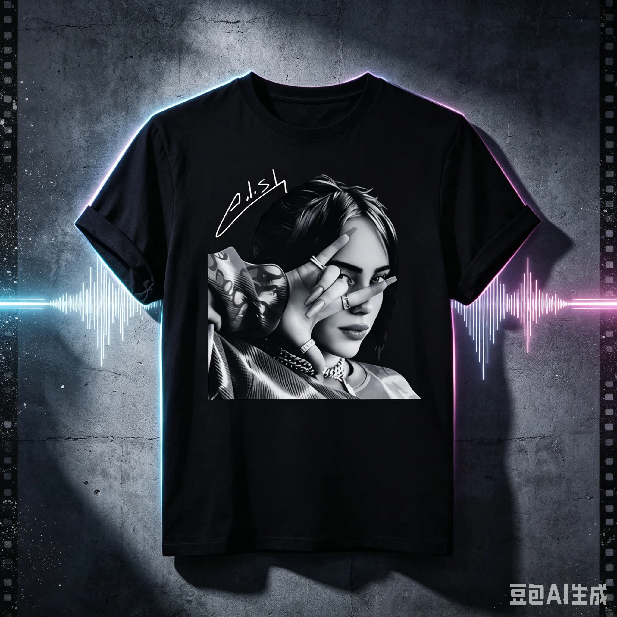 2026 Singer Billie Eilish Portrait T-Shirt Cotton Men's Summer Women's Hip Hop Short Sleeve Tshirt Unisex Y2K
