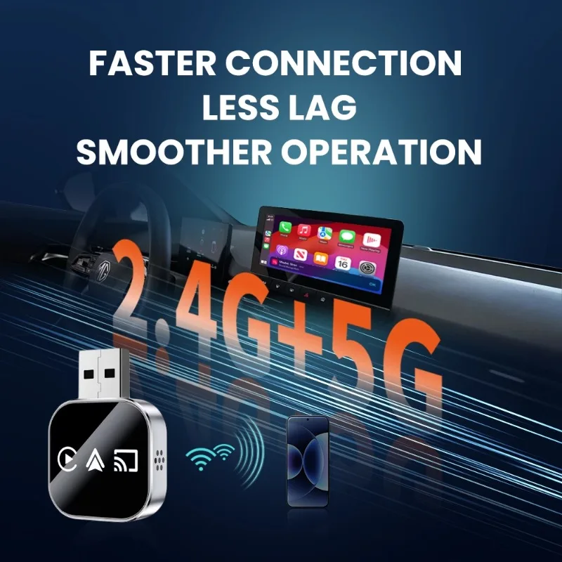 Getpairr Wireless CarPlay & Android Auto Adapter USB Plug & Play BT 5.0 + 5G WiFi Screen Mirroring Voice Control Car Upgrade Box