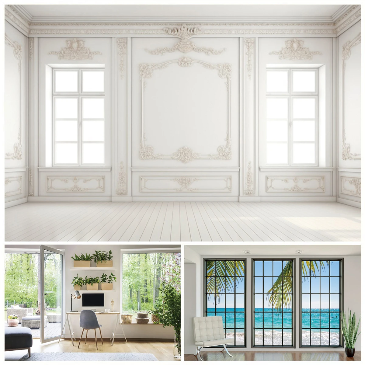 

Western Room Photography Backdrop White Wall Modern Living Room Window Scenery Wedding Portrait Home Decor Photocall Background