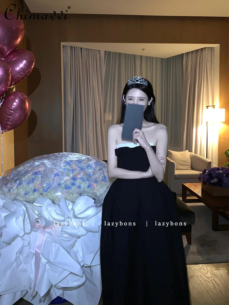 Vestido de aniversário primavera e verão nova moda high-end socialite arco princesa tutu vestido sexy menina fora do ombro tubo vestidos superiores