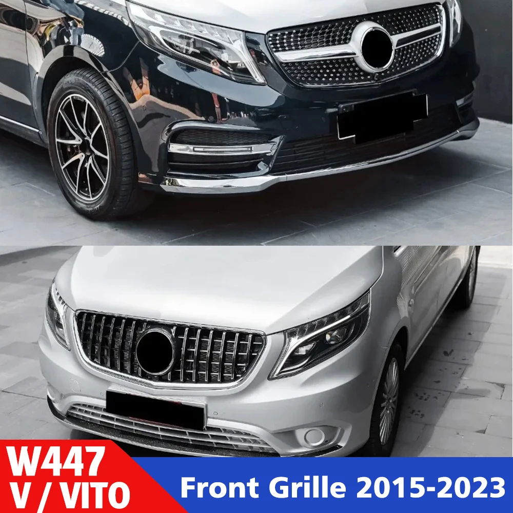 

For Mercedes Benz Vito V W447 V250 V300 2015-2023,Diamond Style Front Grille Bumper Cover,Air Intake Grille,Exterior Styling