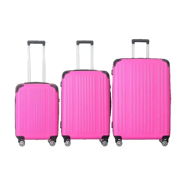 

3-Piece Honey Powder ABS Hardshell Luggage Set Lightweight 20/24/26 Inch Suitcase With Stable Spinner Wheels For Family Trips