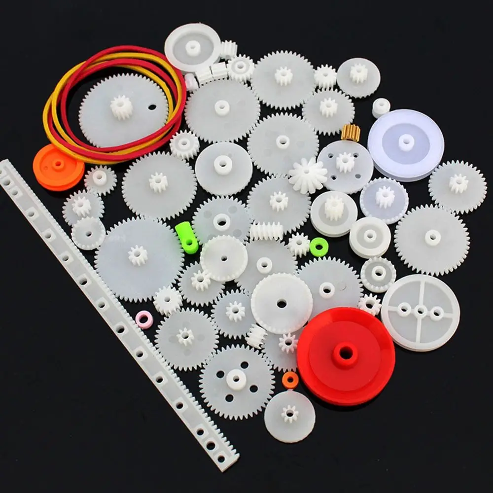 60PCS/Set 2021 Toy Motor Car Robot Various Gear Plastic Gears Package Kit DIY Gear Assortment Axle Belt Bushings