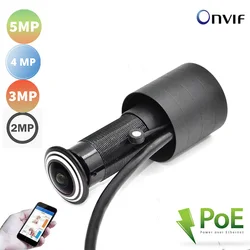 Caméra de surveillance IP POE HD HD 5MP/1080p, avec trou pour œillet de porte, grand angle 1.78/1.66mm, résistance à 178 °, mini judas, audio P2P, microphone