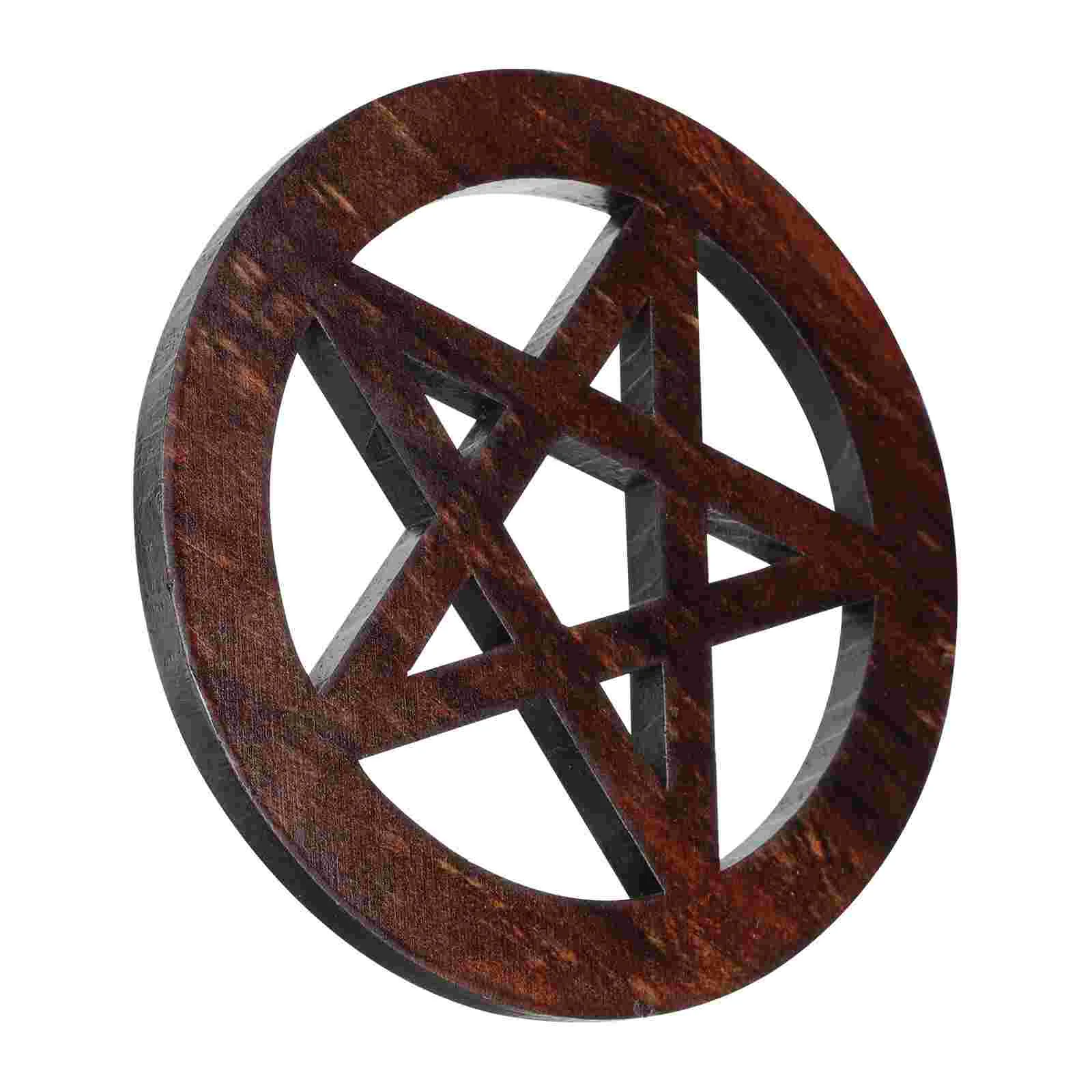 

Hand Carved Pentagram Wooden Mat Table Decorations Pentacle Dining Carving Fittings