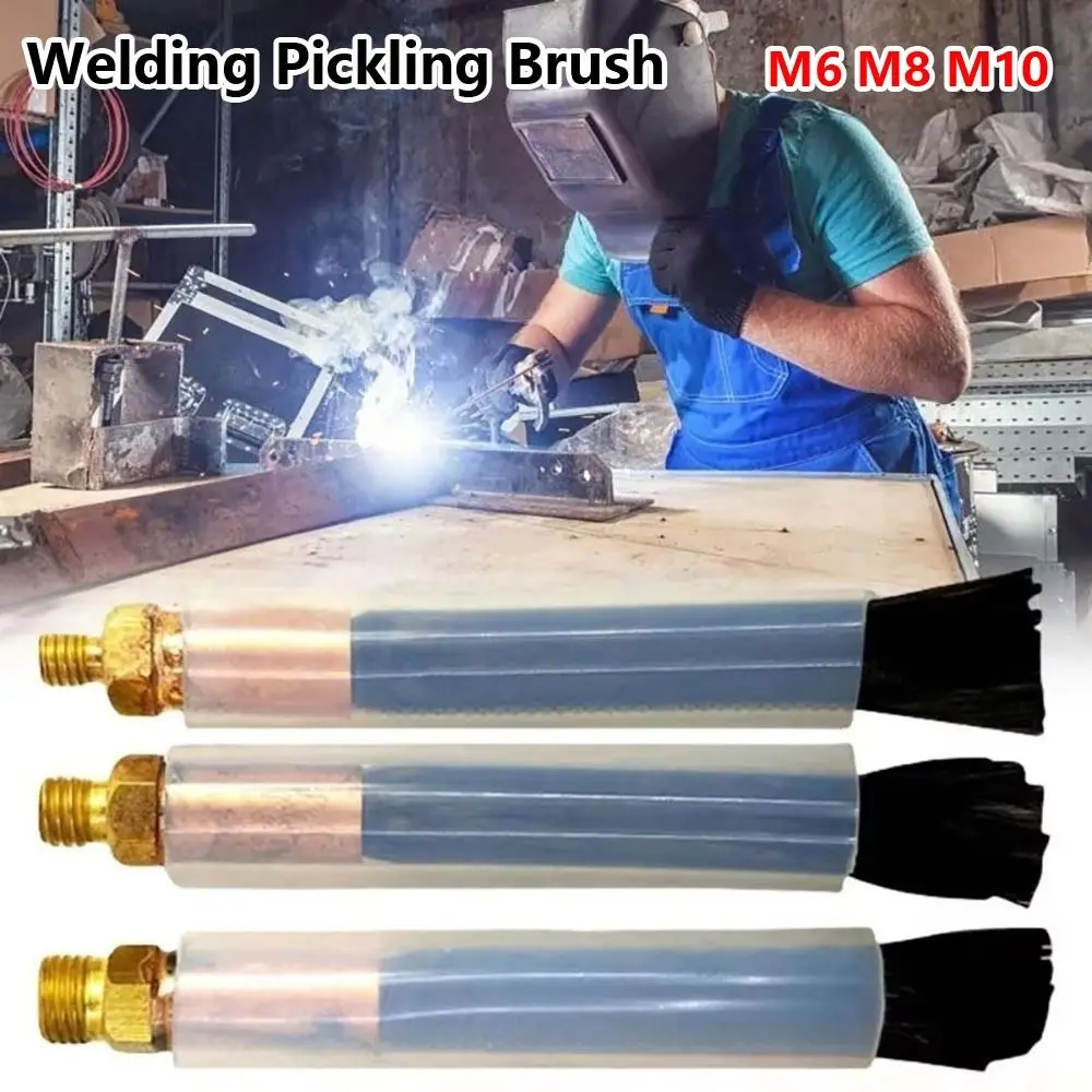 1Pcs M6 M8 M10 Weld Seam Pickling Brush Copper Head Heat Resistant Cover TIG Weld Cleaning Tool Carbon Fiber Acid Resistant