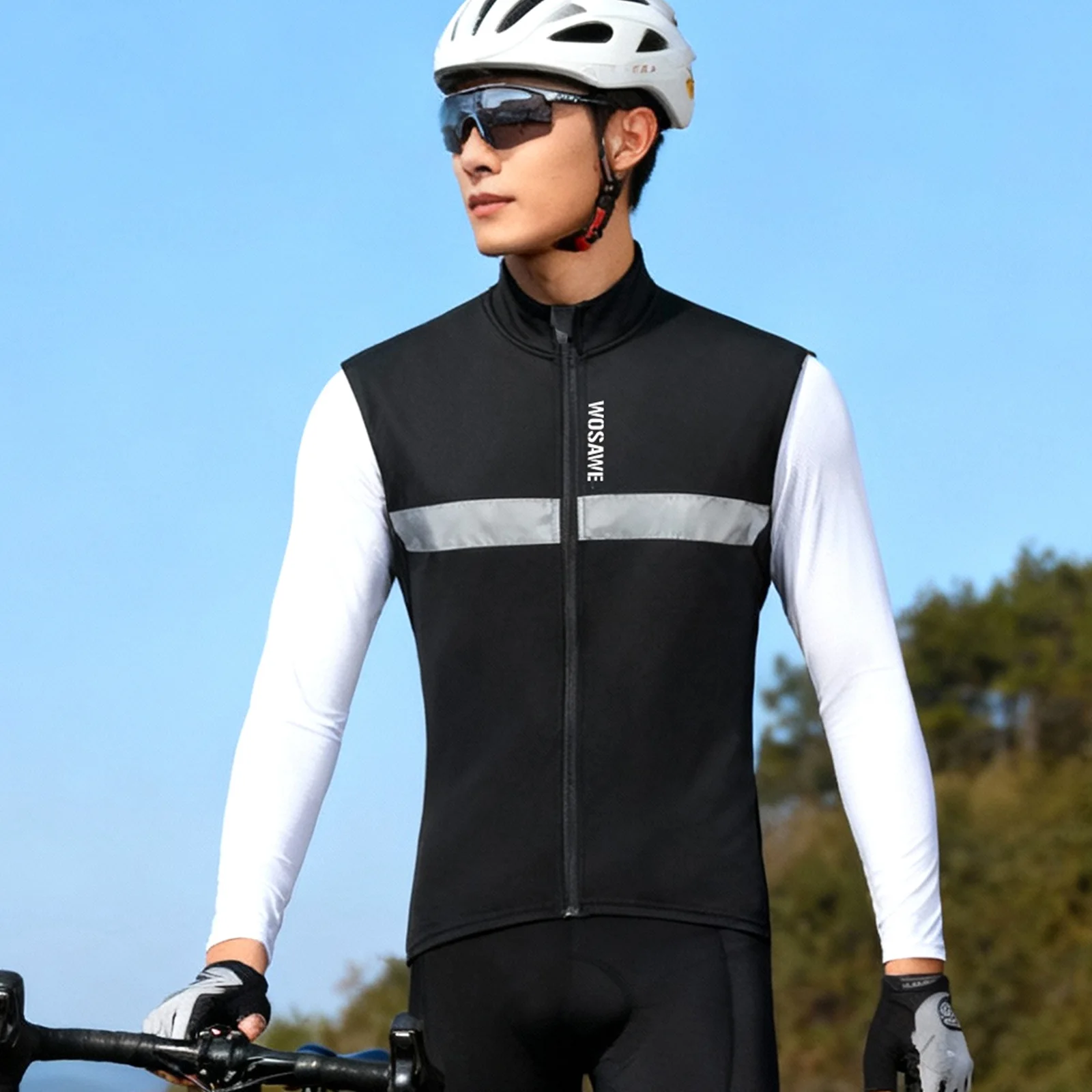 WOSAWE Winter Cycling Vest Windproof Warm Fleece Vest MTB Bike Bicycle Clothing Sleeveless Cycling Jacket