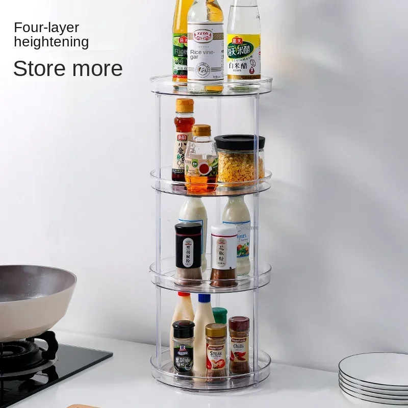 Kitchen Rotating Rack Multi-functional Storage Turntable Condiment Storage Rack Seasoning Rack Seasoning Storage Box Fruit Plate