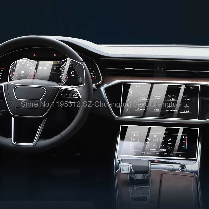 Osłona ze szkła hartowanego do audi A6 lub A7 2019-2024 Nawigacja samochodowa GPS i panel przyrządów Folia ochronna ekranu LCD — zdjęcie 3