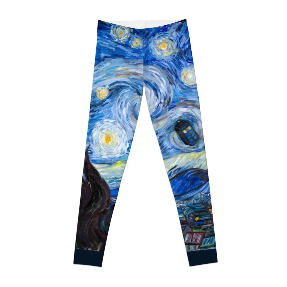 Starry Night with Tardis Leggings Clothing fitness Sweatpants gym top sports for push up Womens Leggings