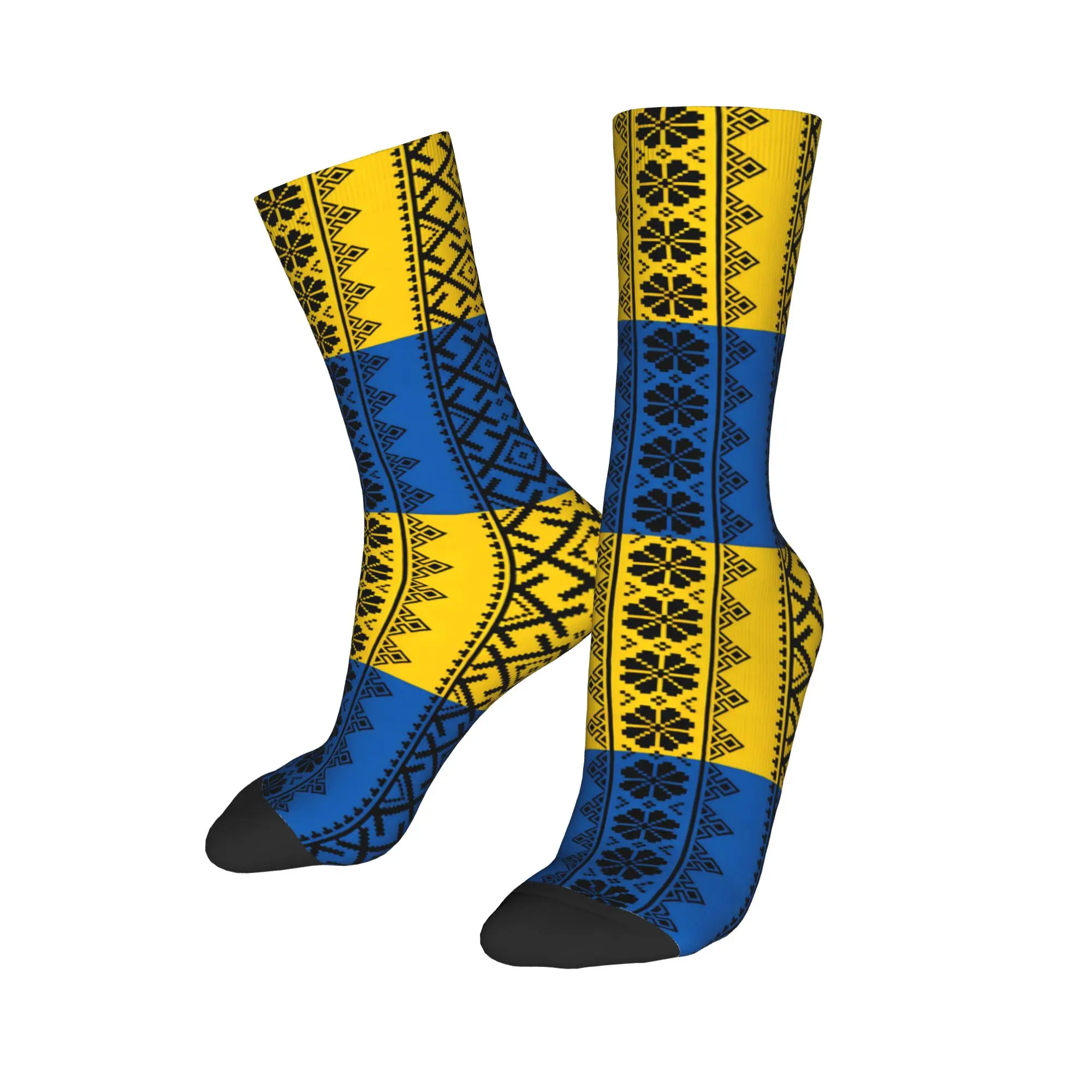 Custom Ukrainian Ethnic Seamless Pattern Dress Socks Men's Women's Warm Fashion Novelty Bohemian Geometric  Crew Socks