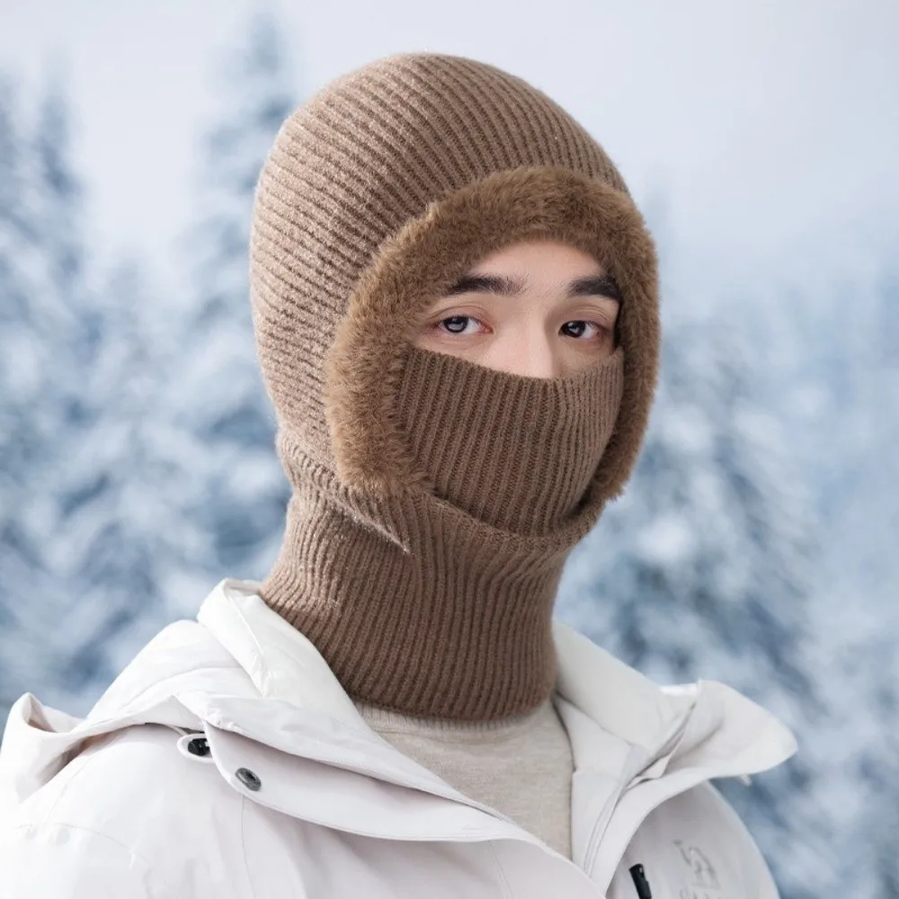 

Fashion Windproof Pullover Hat Keep Warm Velvet Lined Face Mask Cold Proof Ear Protection Hat Women/Men
