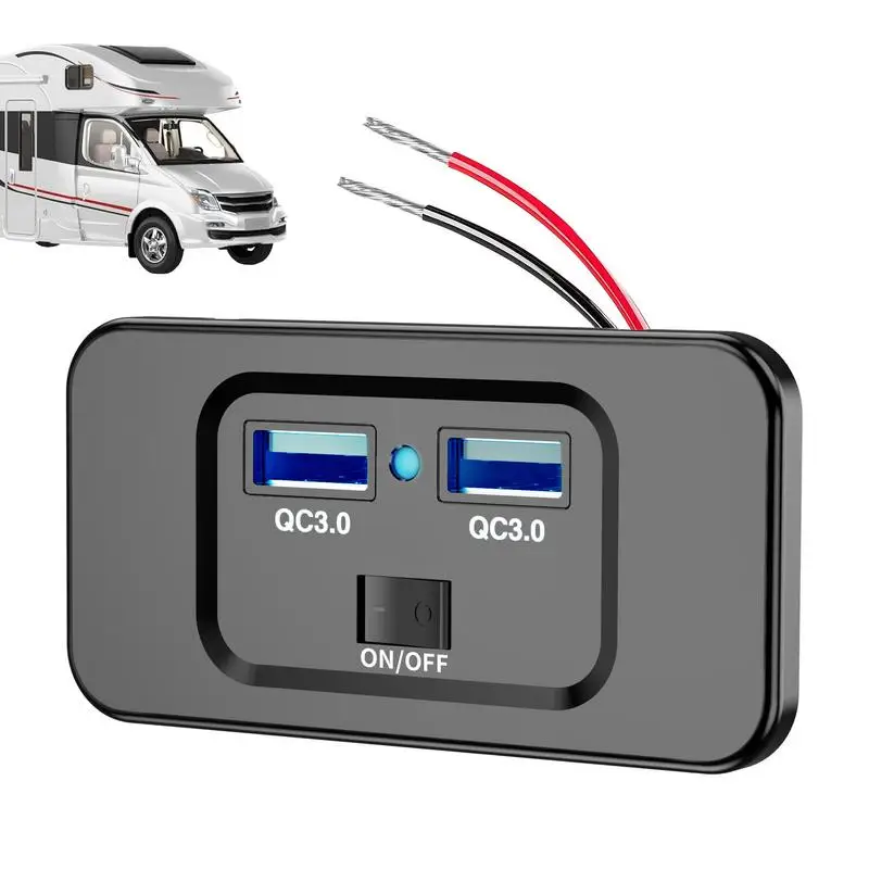 12V USB-розетка, настенное крепление, 72 Вт, USB C и двойной порт QC 3,0, 18 Вт, автомобильное зарядное устройство, аксессуары для автомобилей, автобуса, автофургона, грузовика