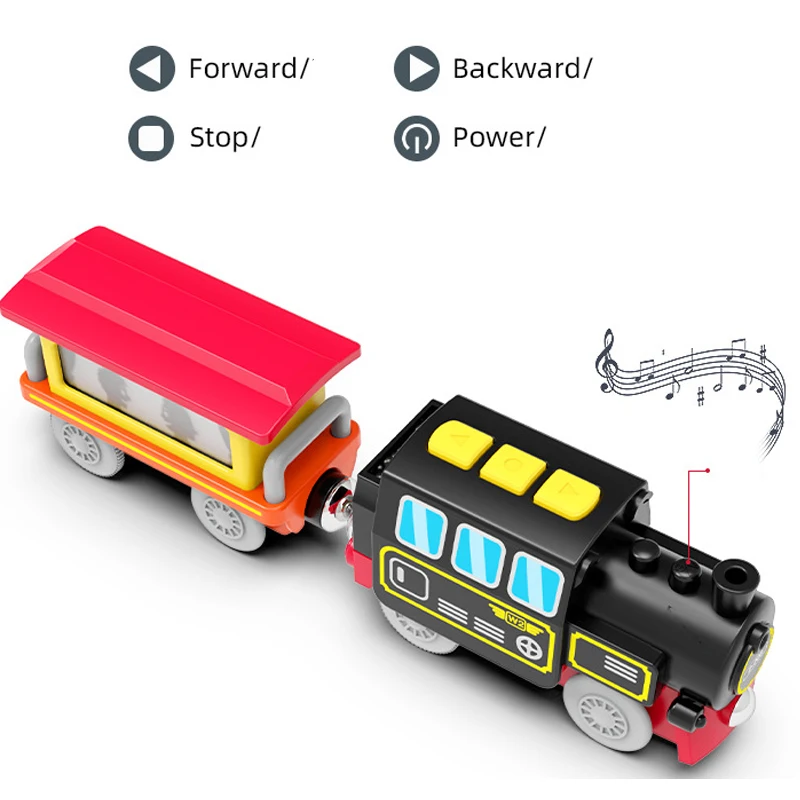 Battery Operated Electric Train Set - Diecast Magnetic Locomotive, Compatible Wooden Track Toy Gift for Kids