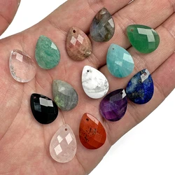 13X18MM Natural Stone Pendant Water Drop Shape Faceted Gem Pendants Charm for Jewelry Making Healing Necklace Earring Finding