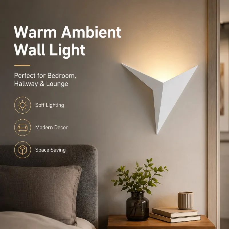 Modern Geometric Wall Sconce LED Iron Wall Lamp Nordic Minimalist Bedroom Bedside Living Room Corridor Decorative Light Fixture
