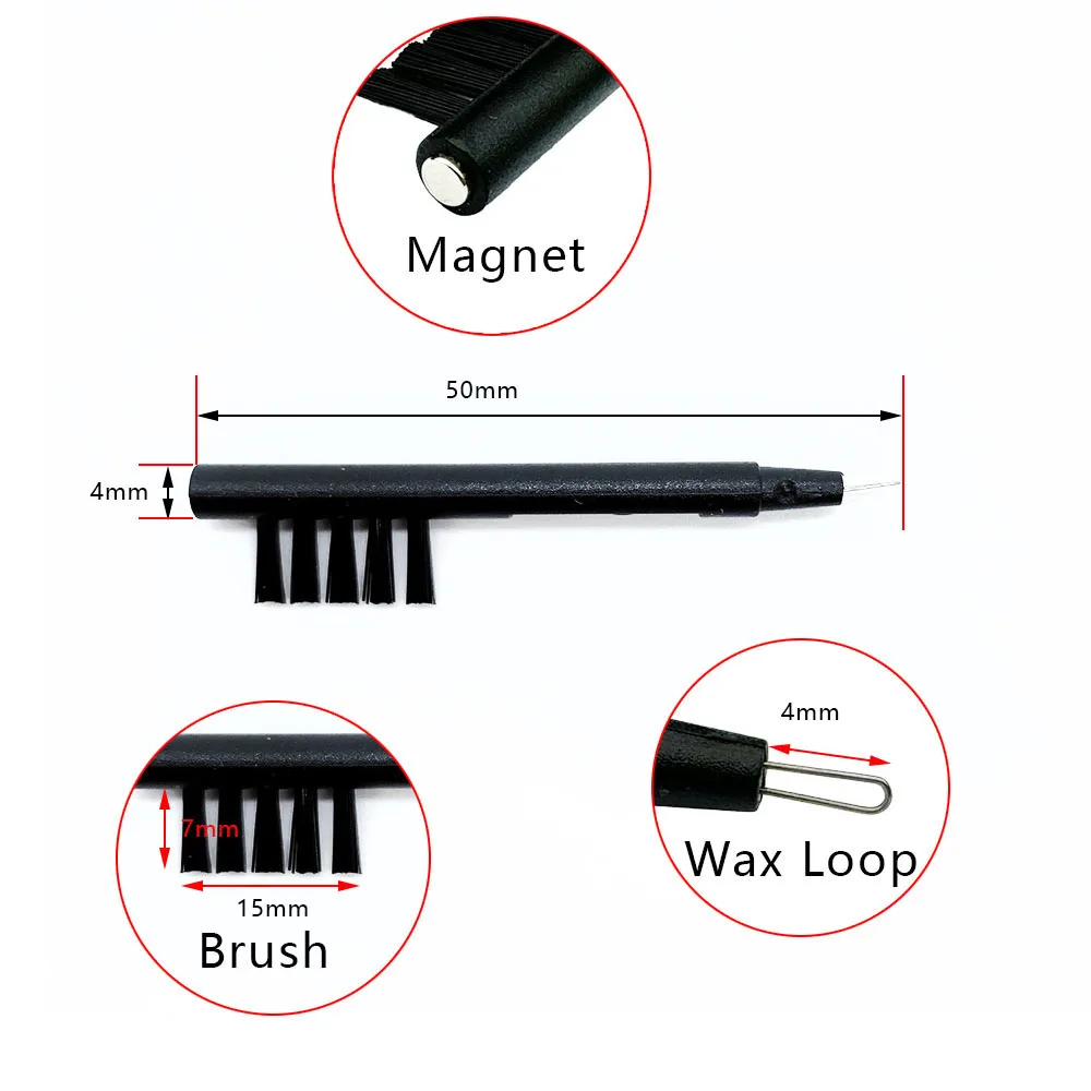 6 قطعة السمع تنظيف السمع مكبر للصوت تنظيف فرشاة مع حلقة الشمع المغناطيس السمع ملحق السمع تنظيف أداة