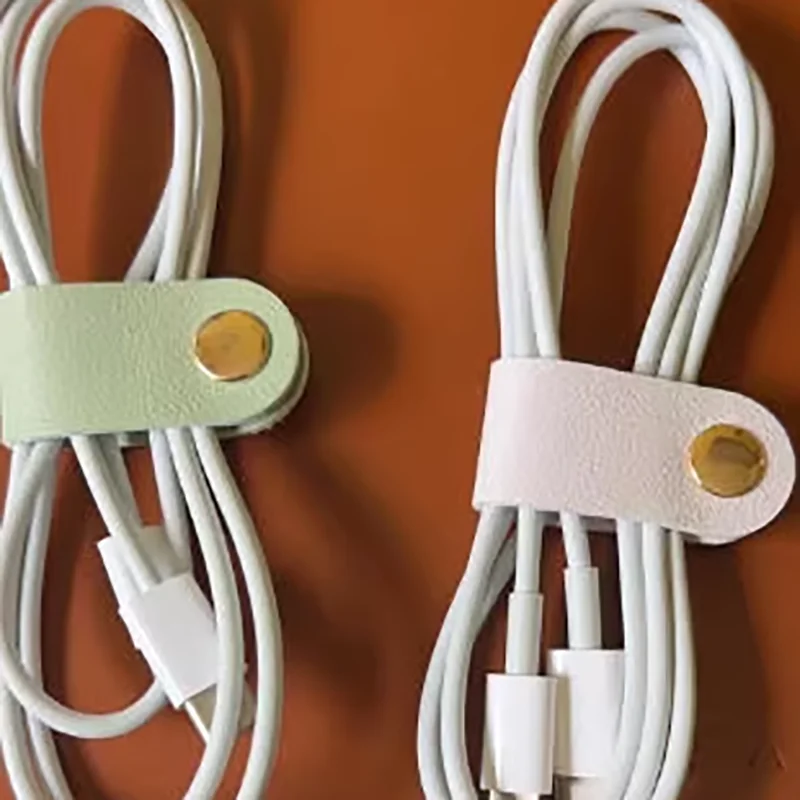 10-Pack  Faux Leather Cable Organizer / Headphone Cord Holder  Power Cord and Data Cable Organizer  Cable Wrapper image 6