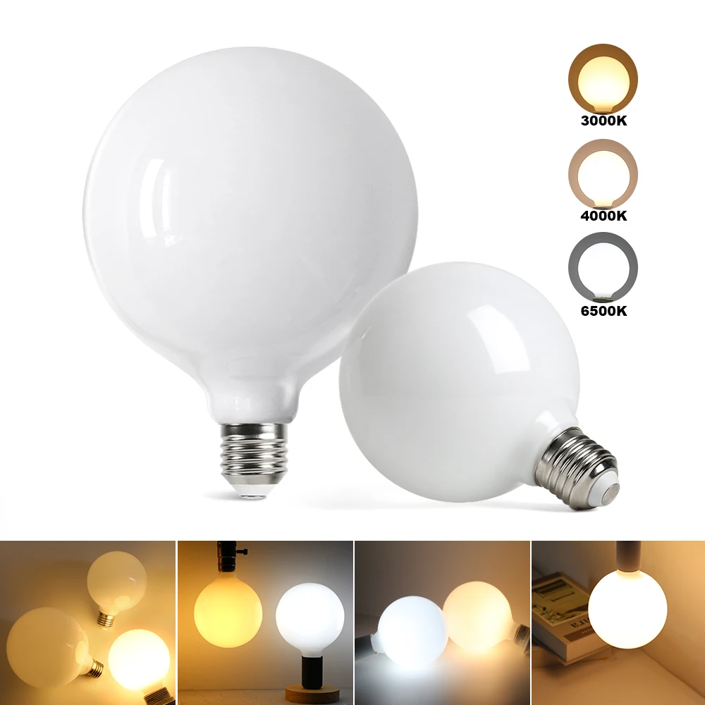 Milky LED Light Bulbs E27 AC 220V 110V G80 G95 Edison LED Lamp Glass Bulb Dining Living Room For Home Decor Chandelier Lighting