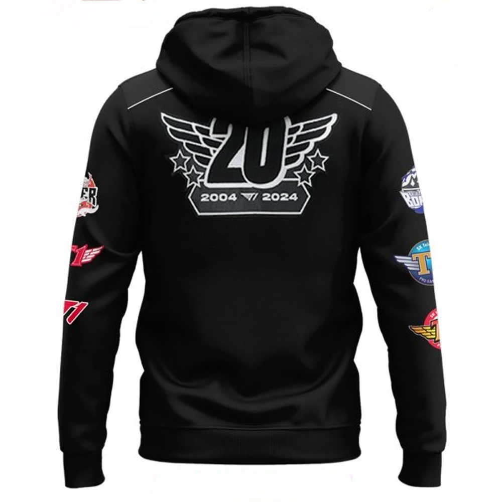 2024 Men's Women's SKT T1 Faker 20th Anniversary Special Long Sleeve Hoodie Youth Kids Street Trend Style Unisex Sweatshirt