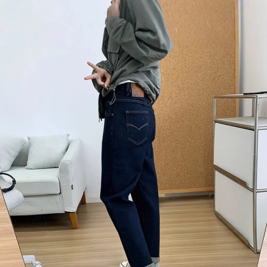 

Ace Harlan четырехсторонние утягивающие джинсы для папы с высокой талией и эластичной резинкой на талии, свободный крой, осенняя новинка F101421