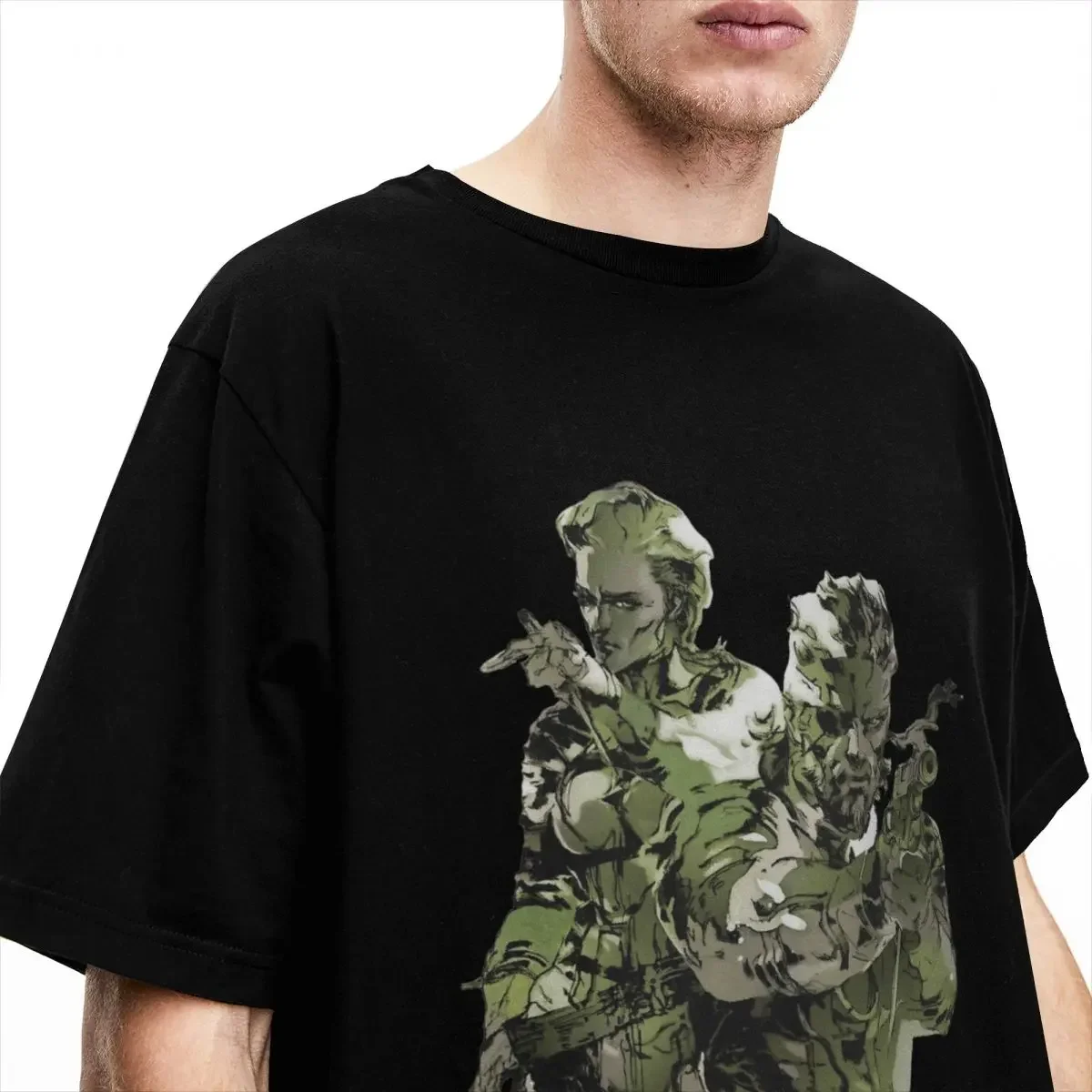 メンズメタルギアTシャツ,スネークコットンの服,ヴィンテージ半袖ラウンドネックTシャツ,ギフトアイデア