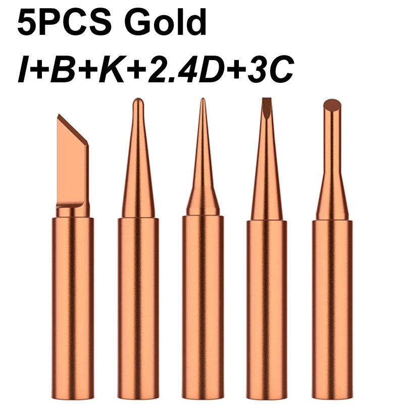 5PCS 900M-I+B+K+2.4D+3C pure copper soldering iron head inside hot bare Electric tip For Cell Phone Repair Watch Laptop Tool