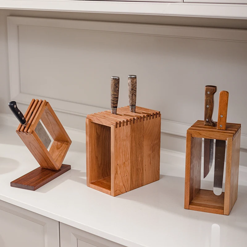

Solid wood knife holder Wooden kitchen holder rack Knife holder Large capacity New ventilation and mildew-proof drai