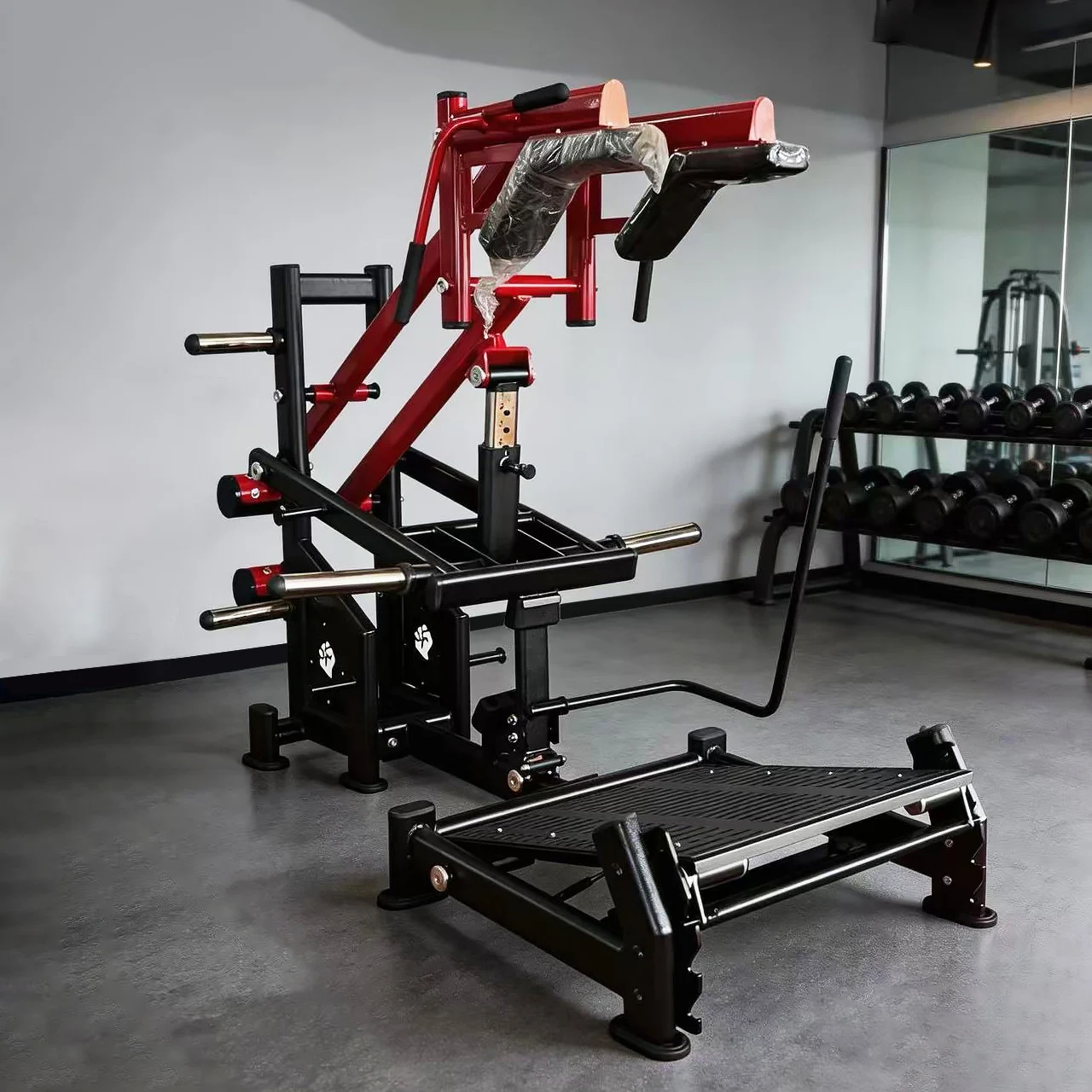 Heavy-Duty Commercial Glute Squat Rack with Arms Chest Back & Legs Training-Steel Construction Safety Features